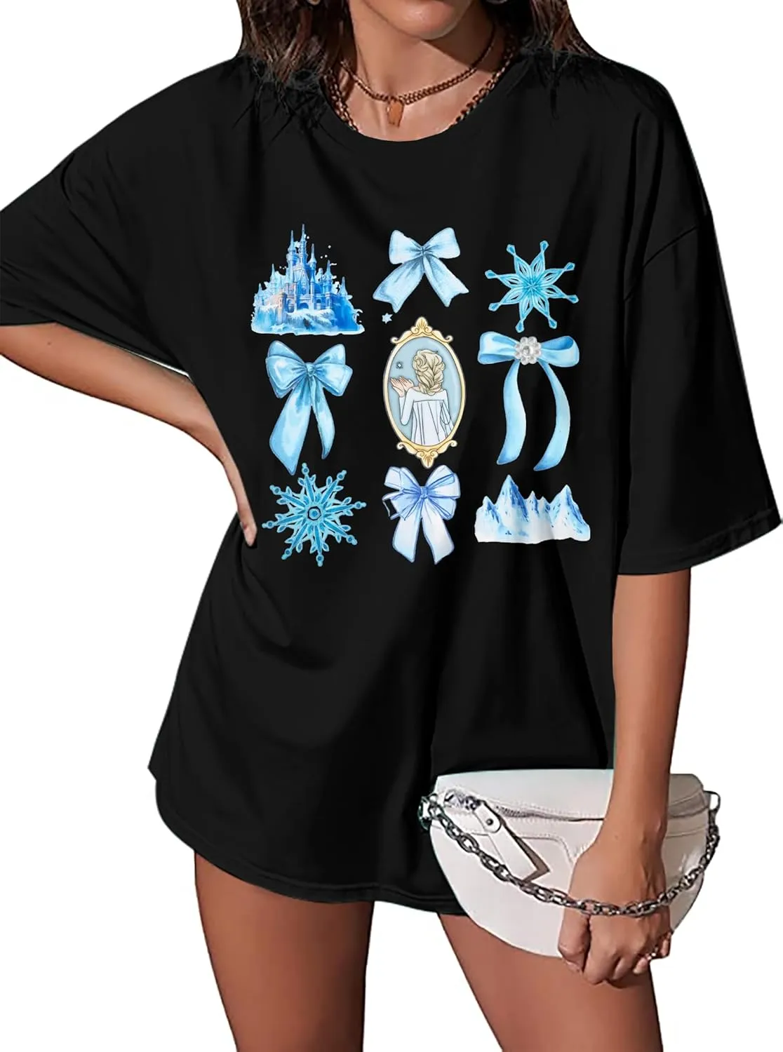 ASTANFY Oversized Women Princess Shirts: Magic Kingdom Graphic Tee Summer Vacation Outfits