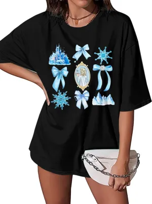 ASTANFY Oversized Women Princess Shirts: Magic Kingdom Graphic Tee Summer Vacation Outfits