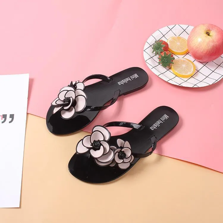 Chicvane Camellia Round-toe Slip-on Thong Sandals Slides Flip Flops
