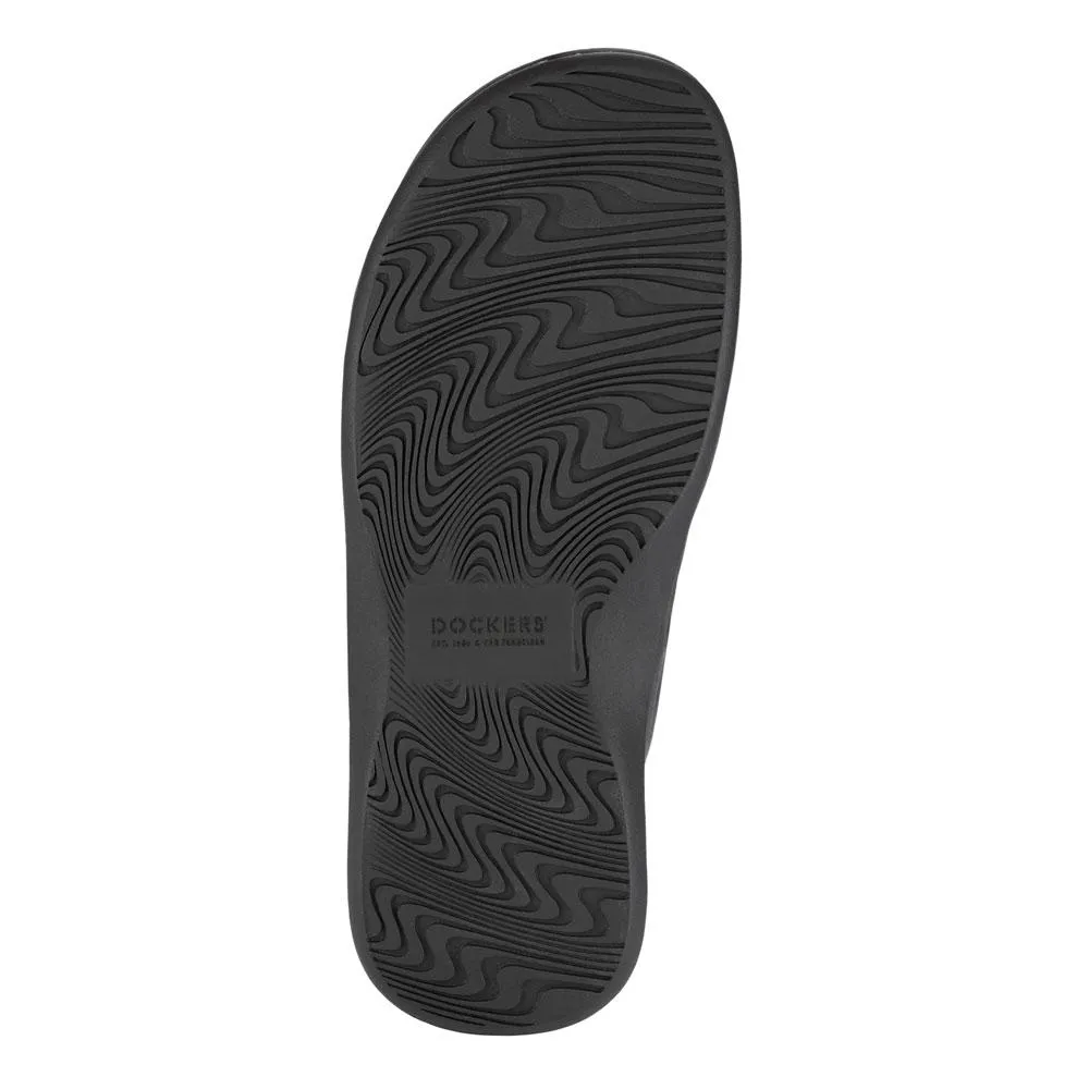 Dockers Men's Leather Slides with Memory Foam Footbed