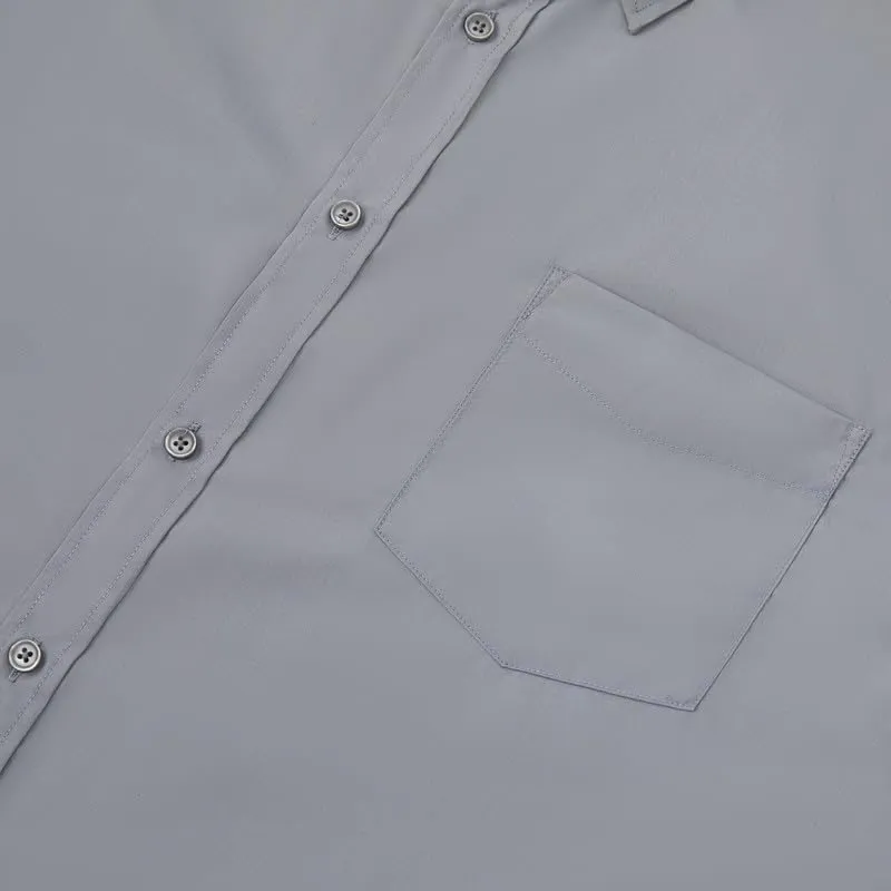 Double Pump Big and Tall Dress Shirts for Men Long Sleeve Business Casual Solid Button Down Shirts from XXL(T) to 6XL(T)