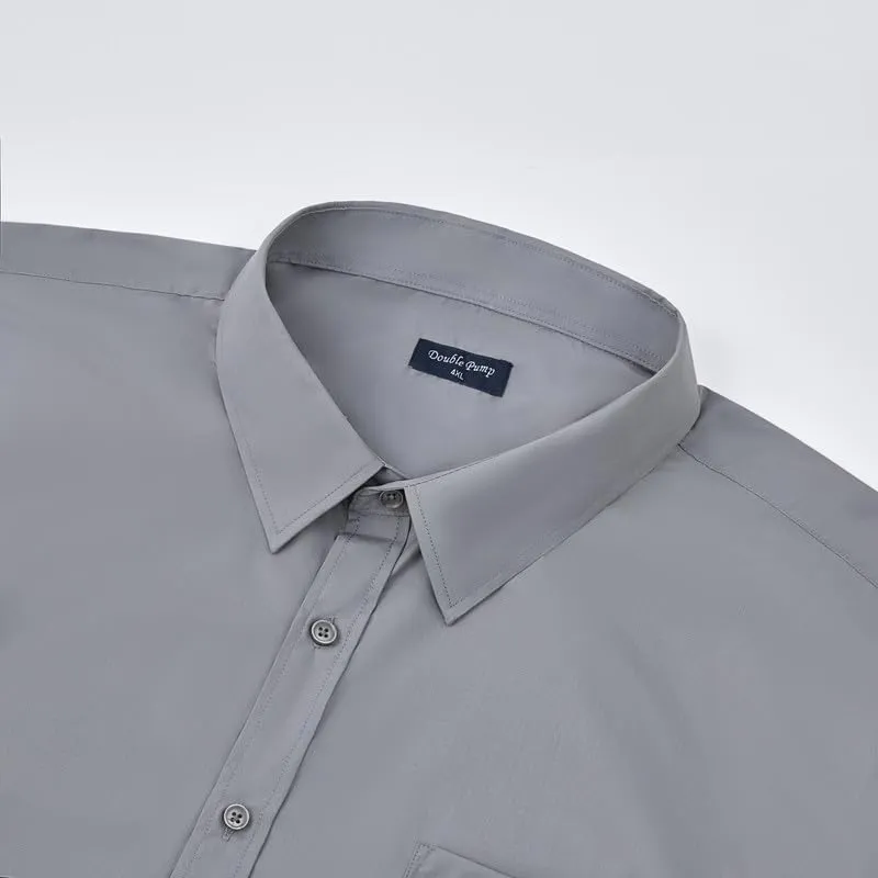 Double Pump Big and Tall Dress Shirts for Men Long Sleeve Business Casual Solid Button Down Shirts from XXL(T) to 6XL(T)