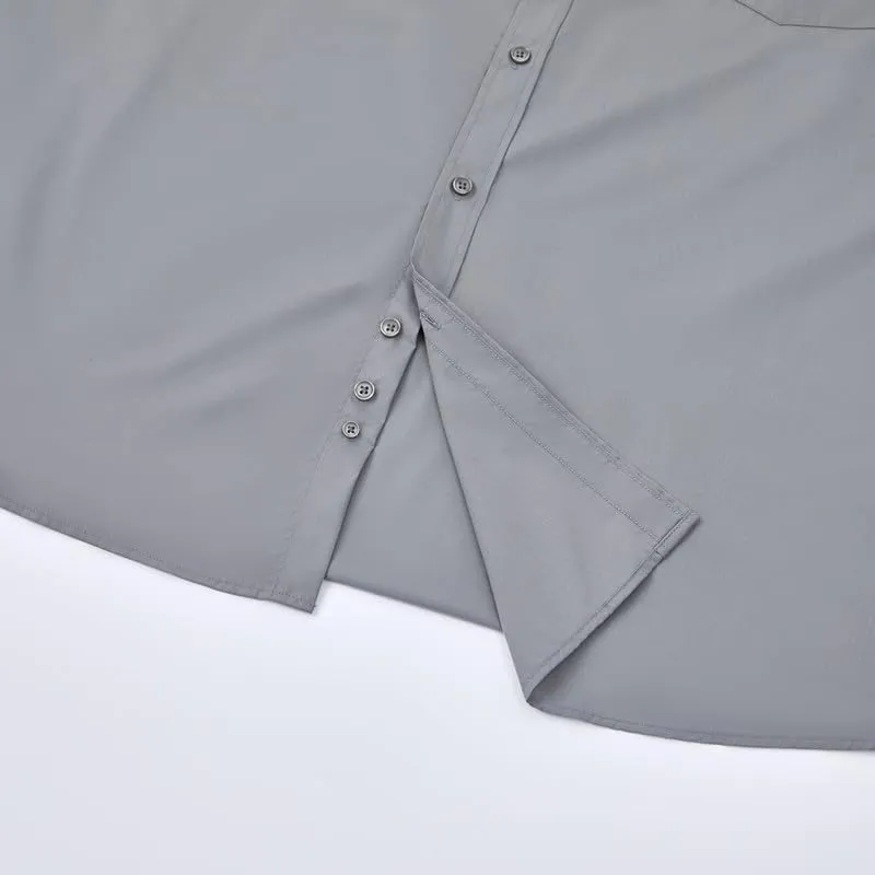 Double Pump Big and Tall Dress Shirts for Men Long Sleeve Business Casual Solid Button Down Shirts from XXL(T) to 6XL(T)