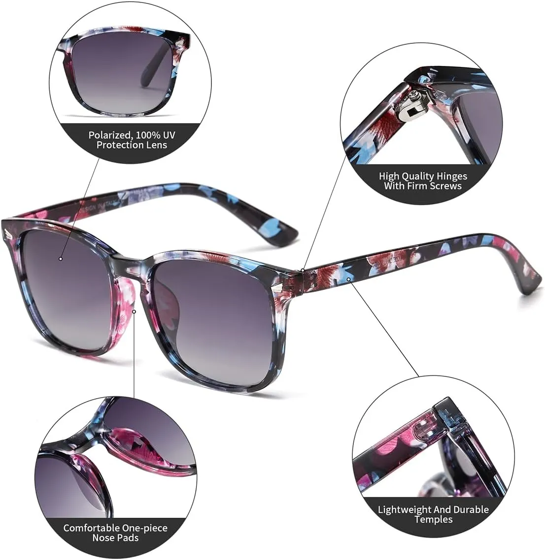 DUSHINE Polarized Sunglasses for Women Classic Retro Style UV400 Protection