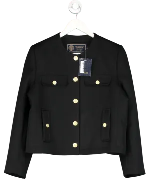 Holland Cooper Chelsea Jacket Black Twill With Gold Crested Buttons UK 12