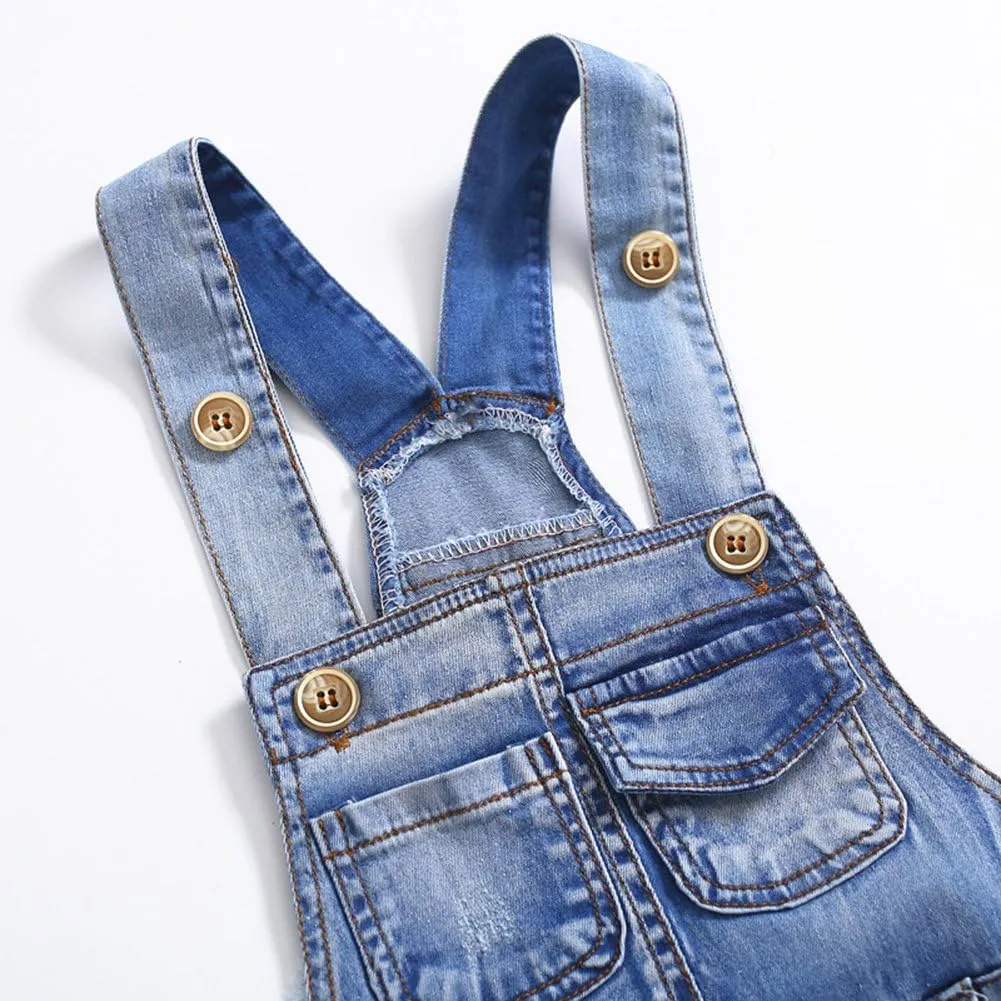 KIDSCOOL SPACE Baby Girl Boy Jean Overalls,Toddler Summer Denim Shortall
