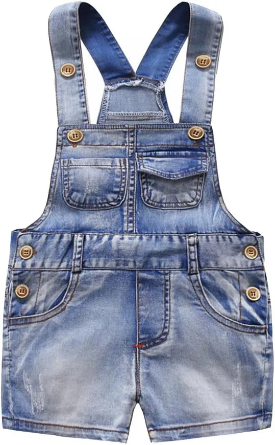KIDSCOOL SPACE Baby Girl Boy Jean Overalls,Toddler Summer Denim Shortall