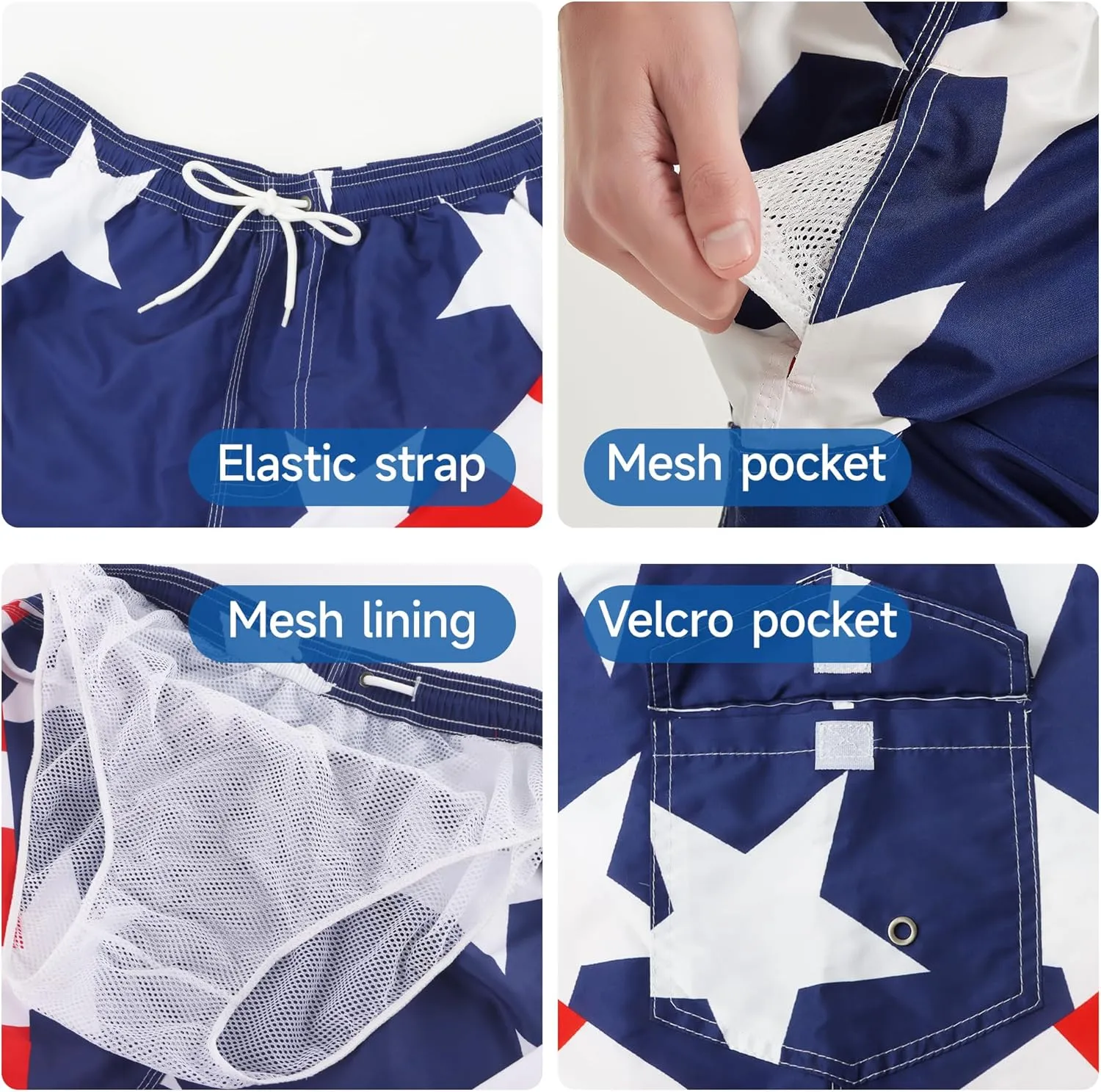 Mens Swim Trunks Swim Shorts Swimwear Swimsuit Beach Shorts Bathing Suits Quick Dry Waterproof