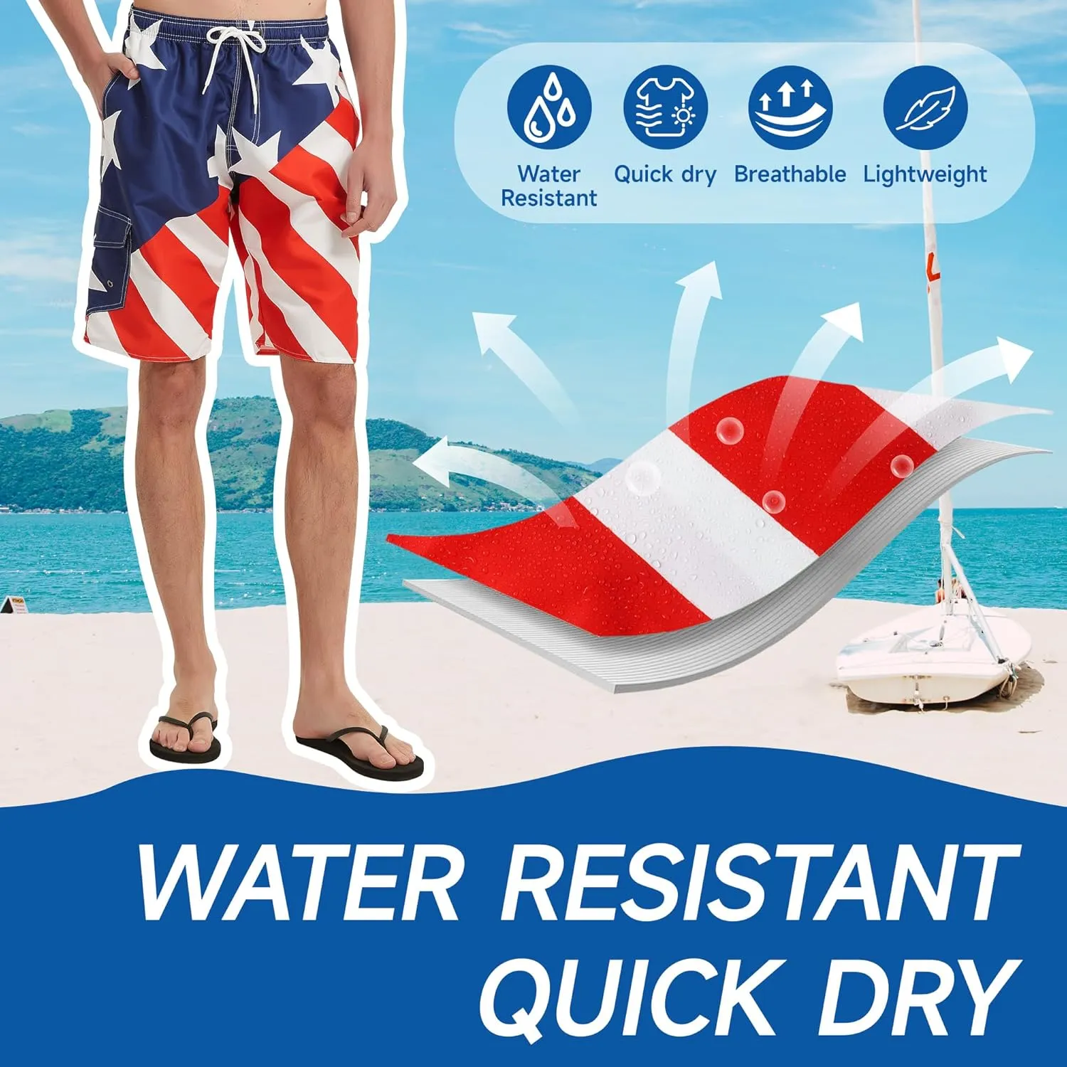 Mens Swim Trunks Swim Shorts Swimwear Swimsuit Beach Shorts Bathing Suits Quick Dry Waterproof