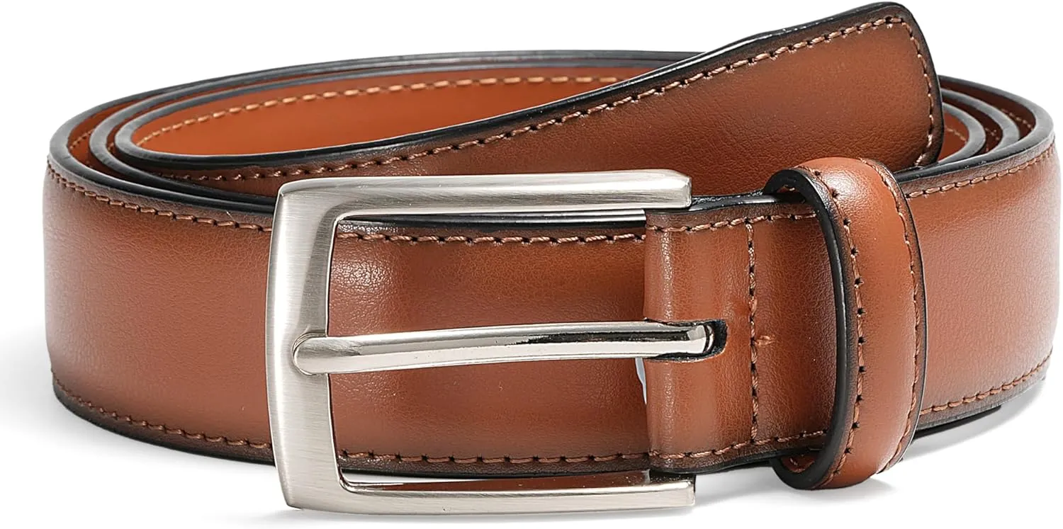 MILORDE Men's Genuine Leather Dress Belt, Handmade, 100% Cow Leather, Fashion & Classic Designs for Work Business and Casual