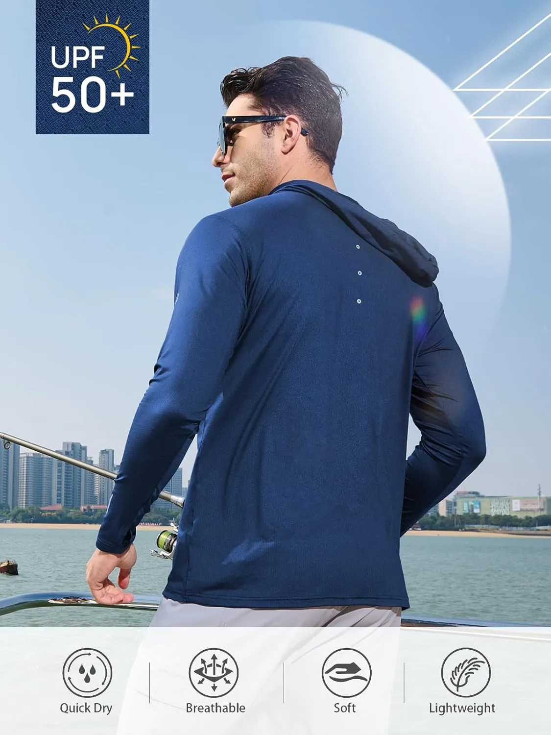 NORTHYARD Men's Sun Protection Hoodie Shirts Long Sleeve UPF 50  Rash Guard Swim Fishing Lightweight SPF UV Shirt with Hood