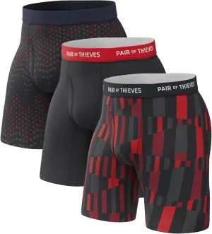 Pair of Thieves Super Fit Long Boxer Briefs for Men - Ultra Soft, Breathable, Quick-Dry Underwear 4-Way Stretch (2 & 3 Pack)