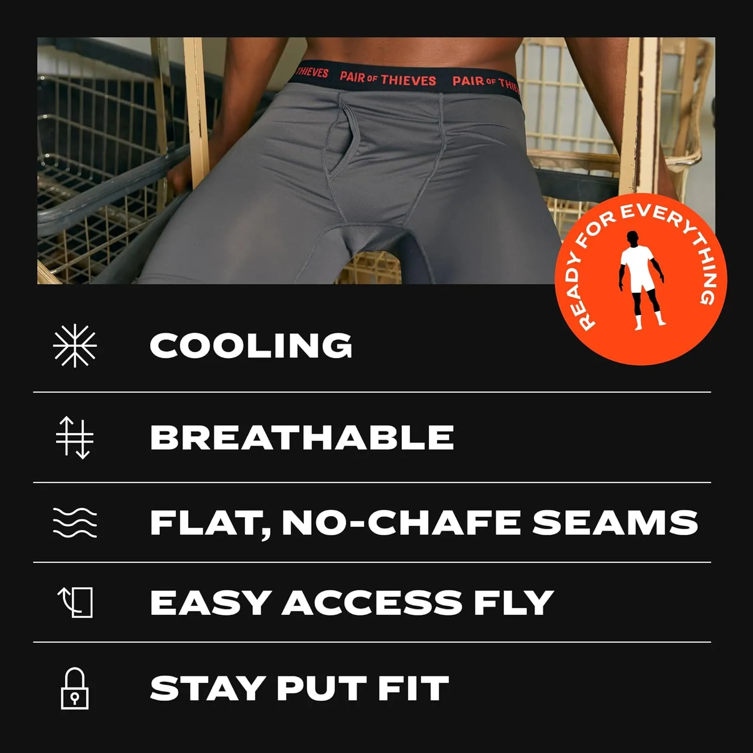 Pair of Thieves Super Fit Long Boxer Briefs for Men - Ultra Soft, Breathable, Quick-Dry Underwear 4-Way Stretch (2 & 3 Pack)