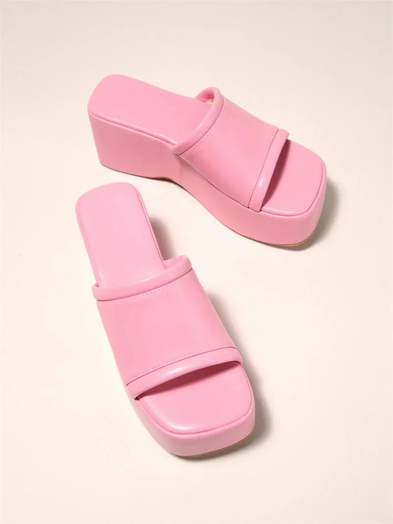 Putri Solid Color Minimalist Platform Wedge Sandals - 5 Colors