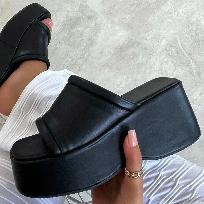 Putri Solid Color Minimalist Platform Wedge Sandals - 5 Colors