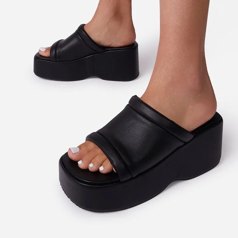 Putri Solid Color Minimalist Platform Wedge Sandals - 5 Colors