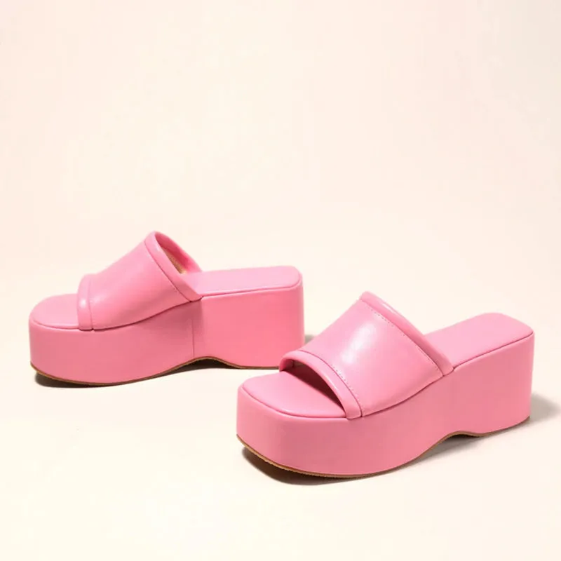 Putri Solid Color Minimalist Platform Wedge Sandals - 5 Colors