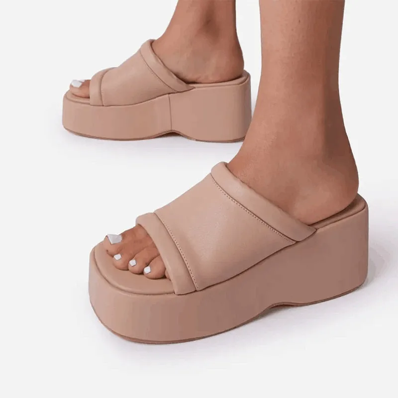 Putri Solid Color Minimalist Platform Wedge Sandals - 5 Colors