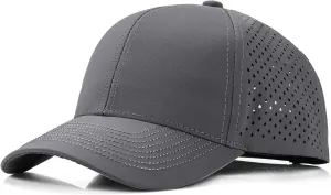 Quick Dry Laser Cut Mesh Snapback Trucker Hat for Men - Breathable Curved Brim Baseball Cap for Workouts, Running