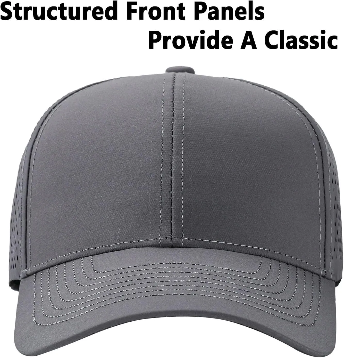 Quick Dry Laser Cut Mesh Snapback Trucker Hat for Men - Breathable Curved Brim Baseball Cap for Workouts, Running