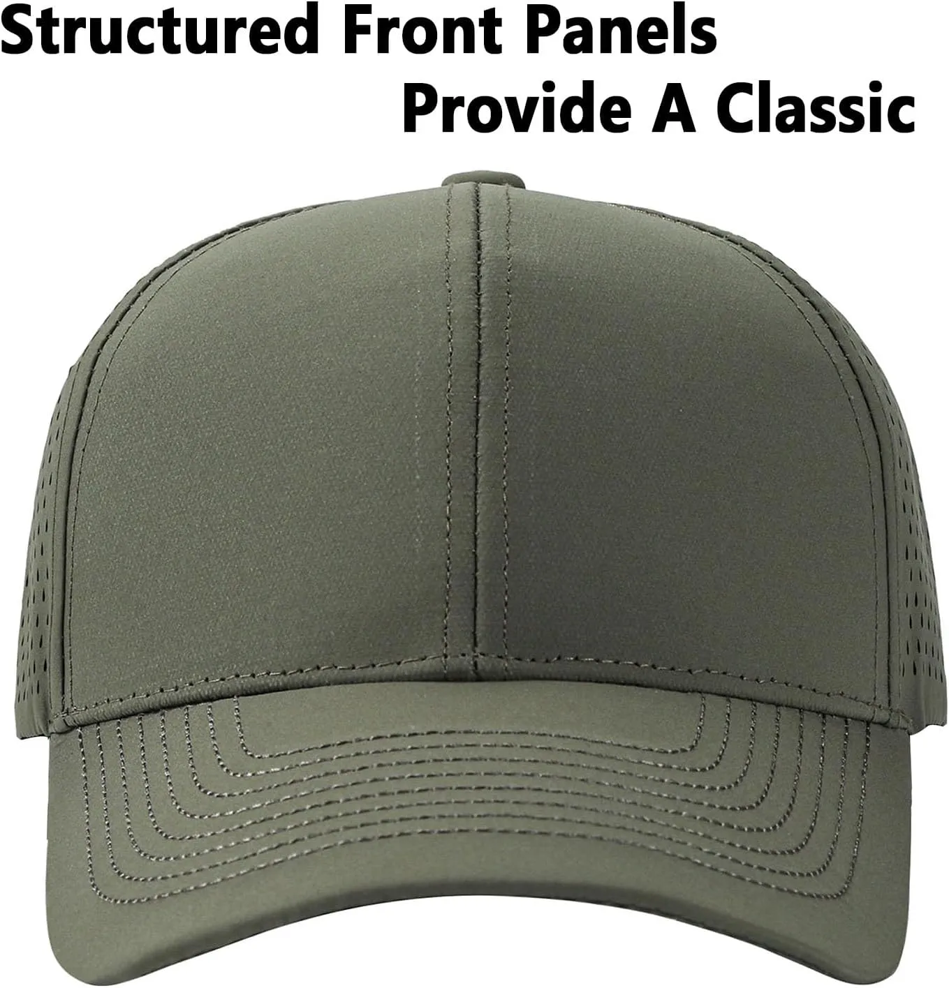 Quick Dry Laser Cut Mesh Snapback Trucker Hat for Men - Breathable Curved Brim Baseball Cap for Workouts, Running