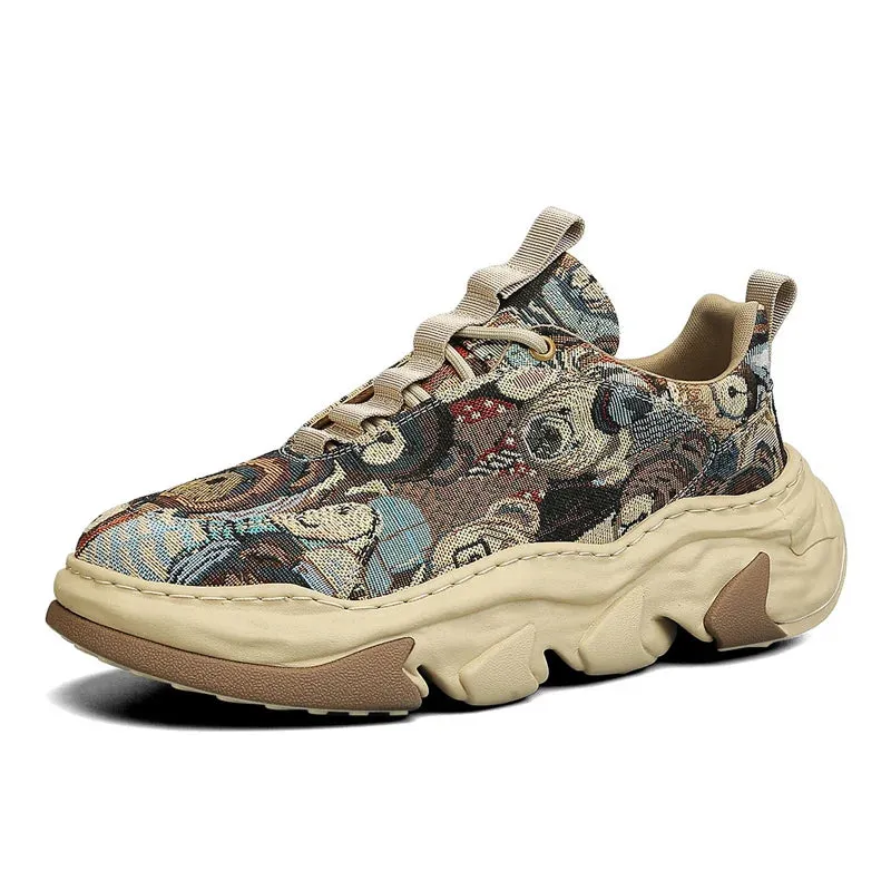 Retro Men’s Casual Sneakers 2023 – Breathable Chunky Platform Shoes, Designer Height-Increasing Trainers
