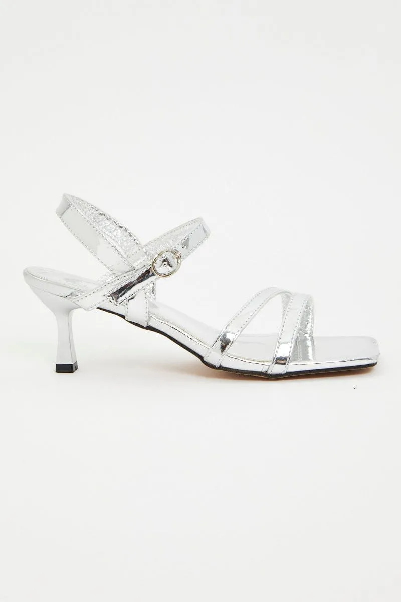 Silver Strappy Silver Heels