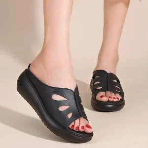 Women's Thick Sole Wedge Heel Platform Fish Mouth Sandals 61818152C